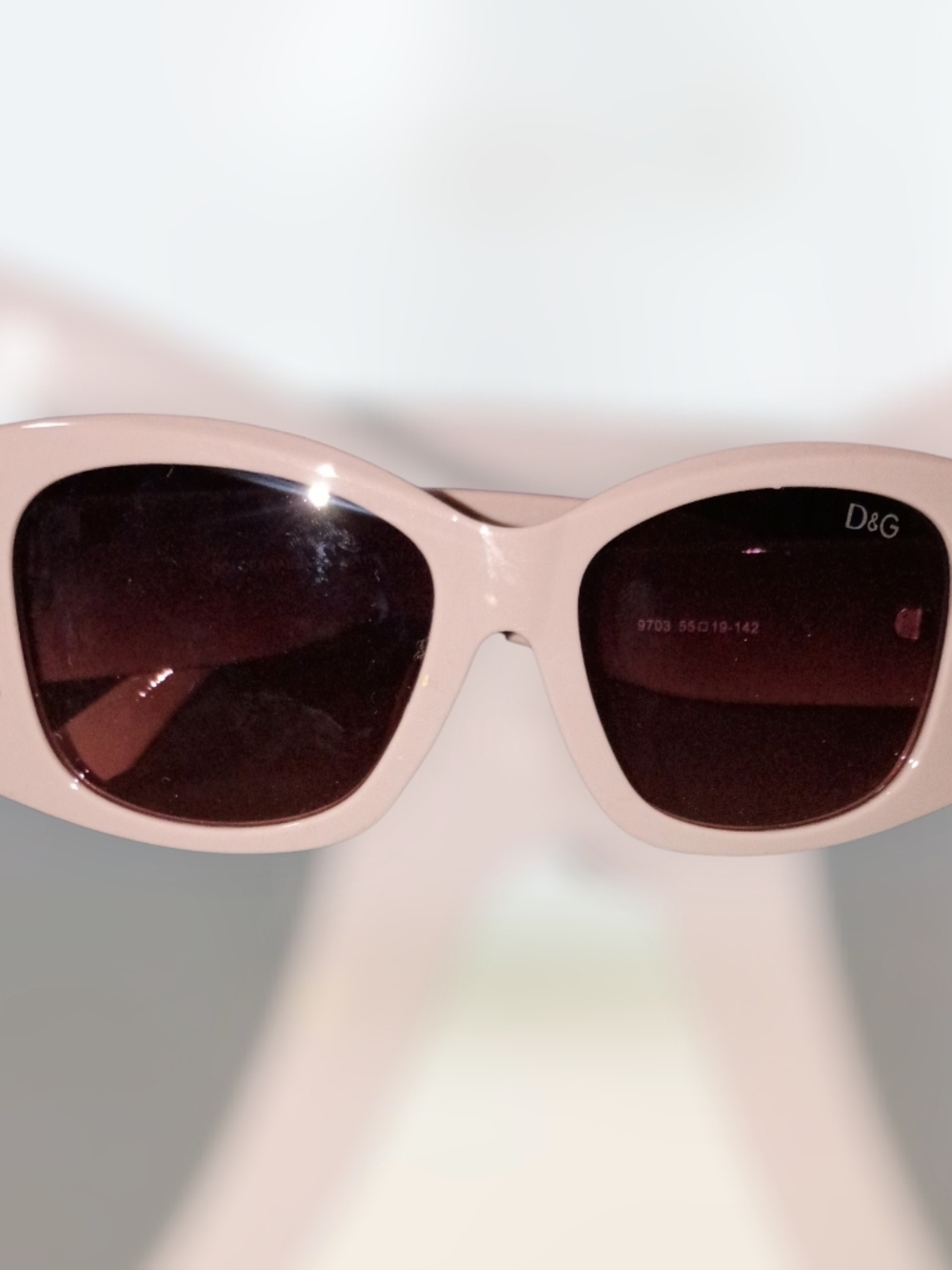 D&G Light Pink Cat-Eye Sunglasses with Dark Lenses